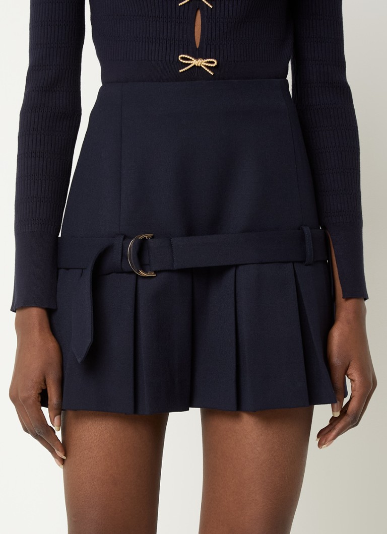 Claudie Pierlot - Sima minirok met ceintuur - Donkerblauw