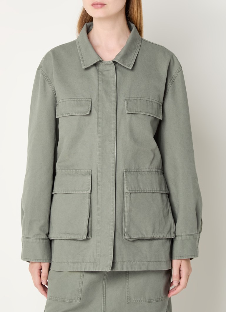 CLOSED - Overshirt met opgestikte zakken - Legergroen