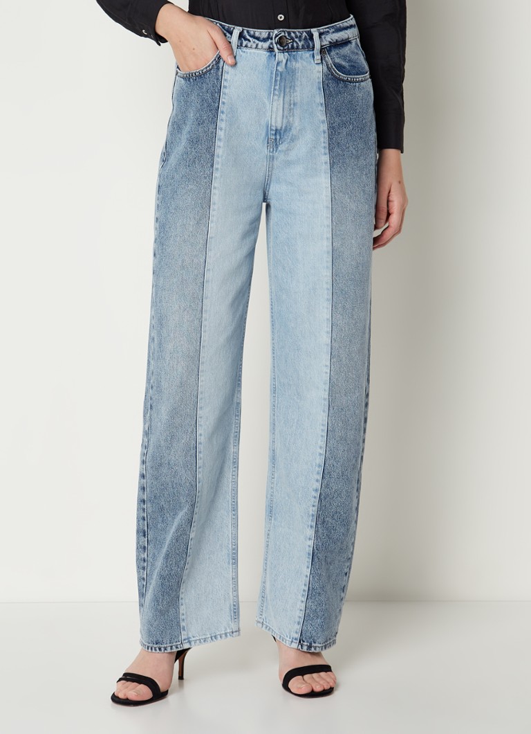 Co'Couture - Vika high waist wide leg jeans met lichte wassing - Indigo