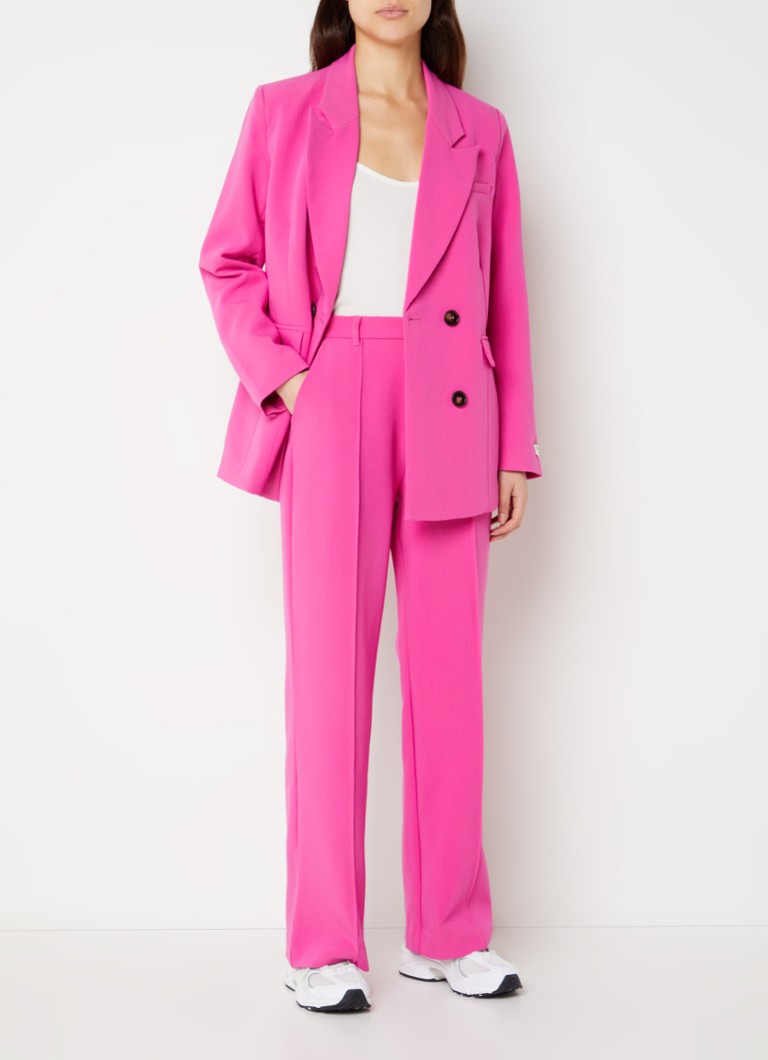 Colourful Rebel Rus high waist straight fit pantalon met siernaad