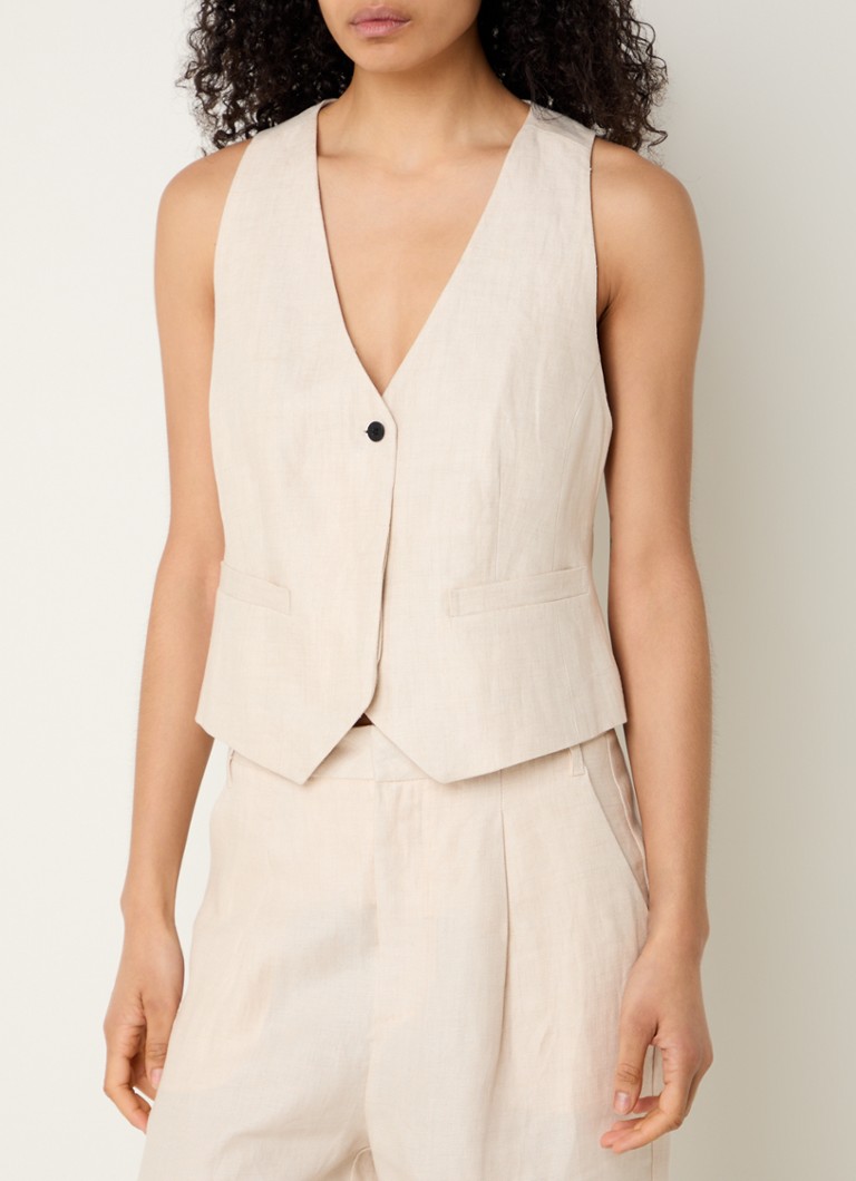 Copenhagen Muse - Nature gilet met paspelzakken - Beige