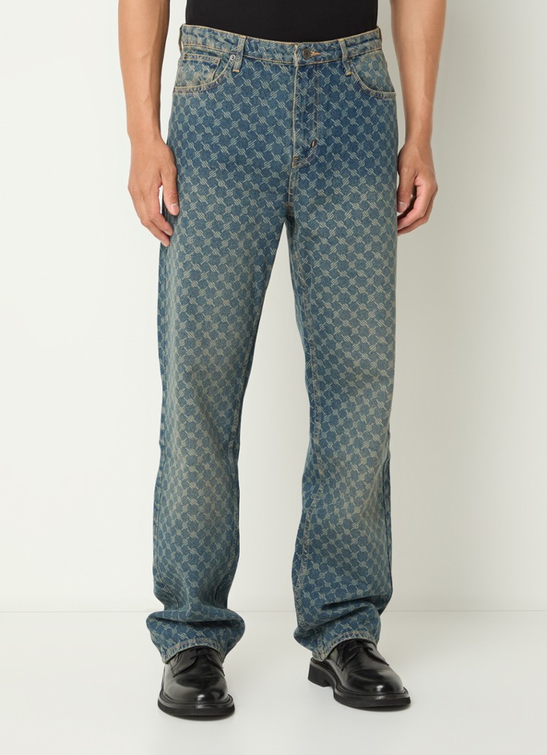 Daily Paper Amba mid waist straight leg jeans met logoprint