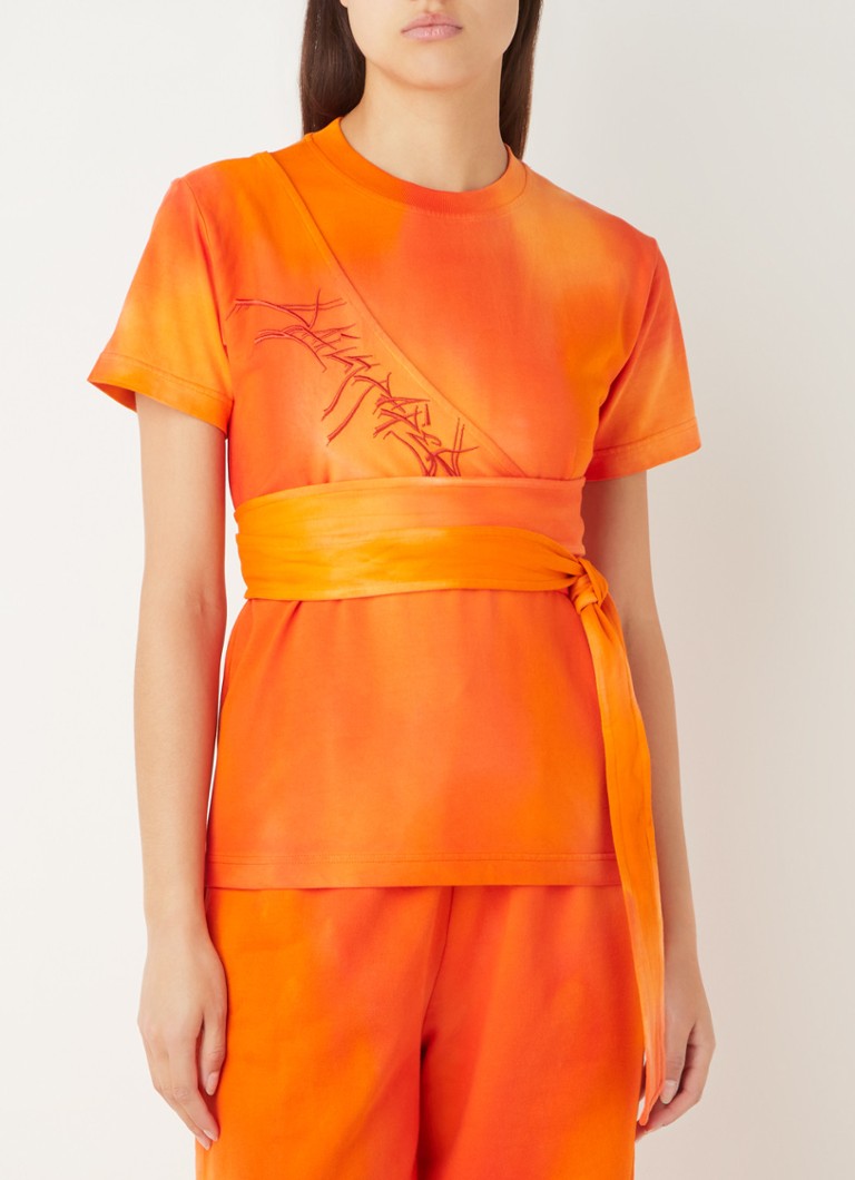 Daily Paper - Lexanne T-shirt met tie-dye dessin en wikkeldetail - Oranje