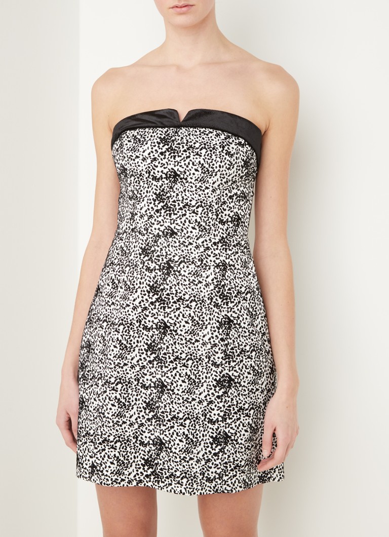 Damsel in a Dress - Ally strapless mini jurk met flockprint en fluweel - Wit