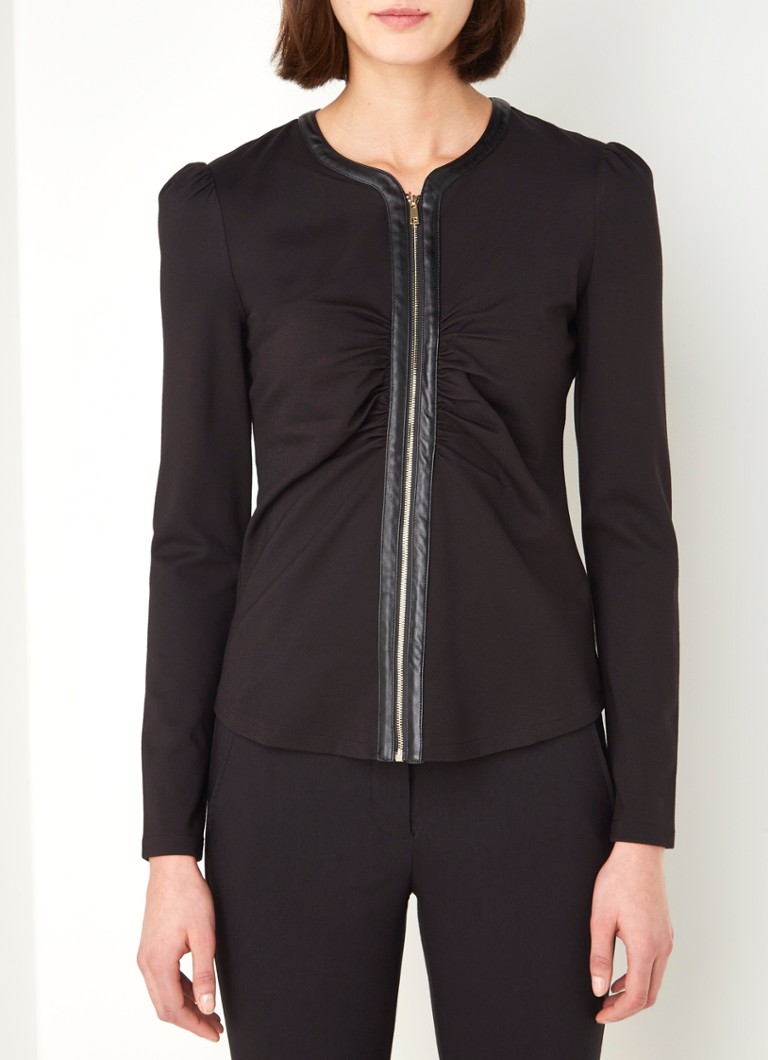 Damsel in a Dress - Cardigan en jersey Suzette avec détail en simili cuir - Noir