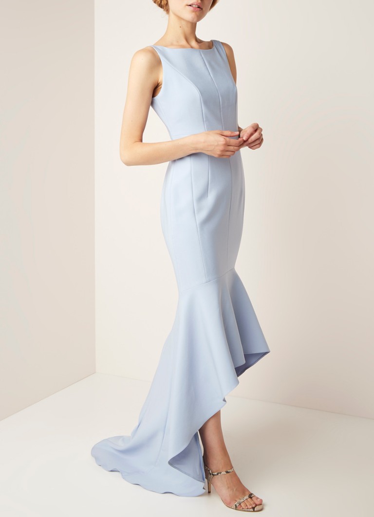 Damsel in a Dress - Leela mouwloze galajurk met volant en ronde hals - Lichtblauw