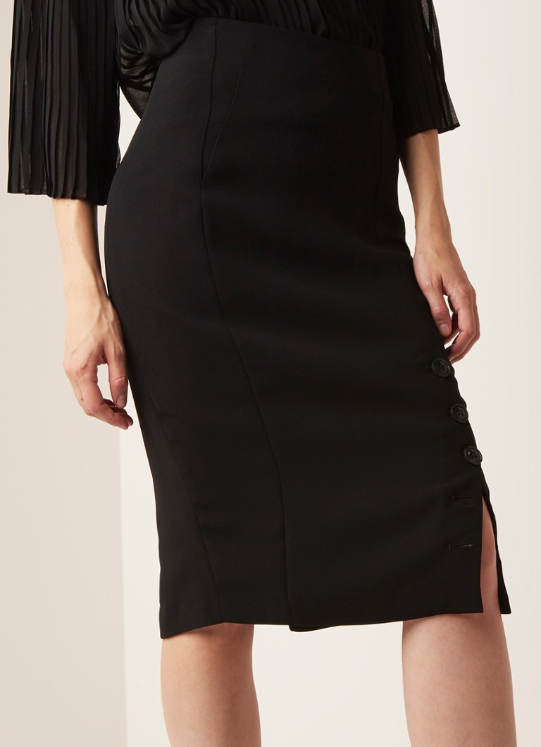 Damsel in a Dress - Lydia kokerrok met knoopsluiting - Zwart