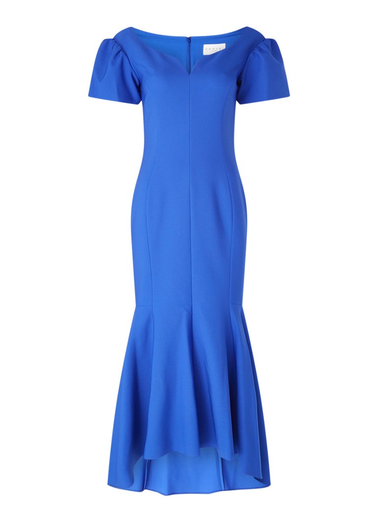 Damsel in a Dress - Robe longue Maddi à col en V et manches bouffantes - Bleu cobalt