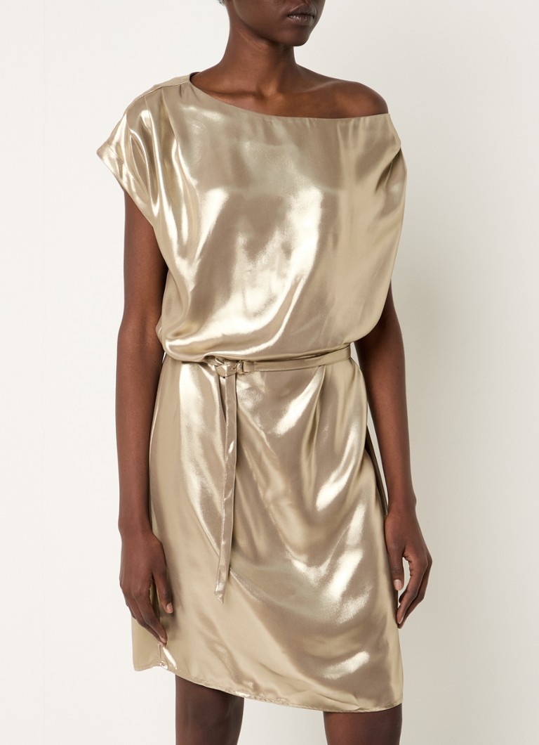 Dante 6 - Grayson mini jurk met metallic finish en ceintuur - Goud