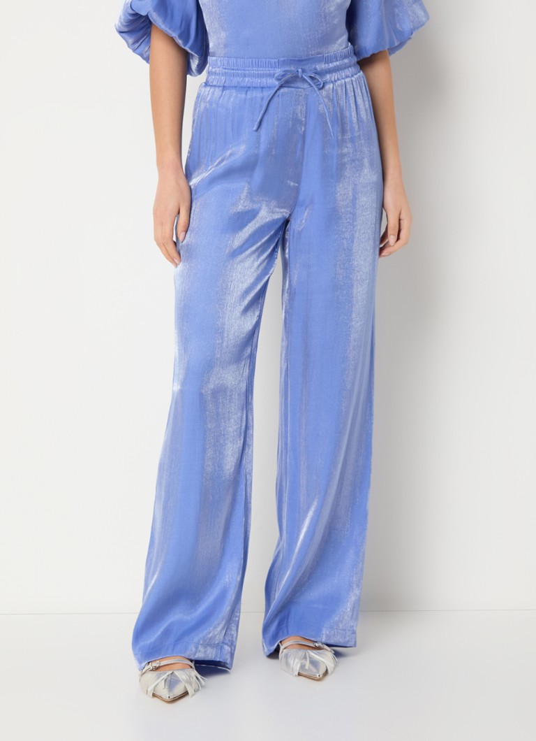 Dante 6 - Soir high waist wide fit broek met glanzende finish - Lavendel
