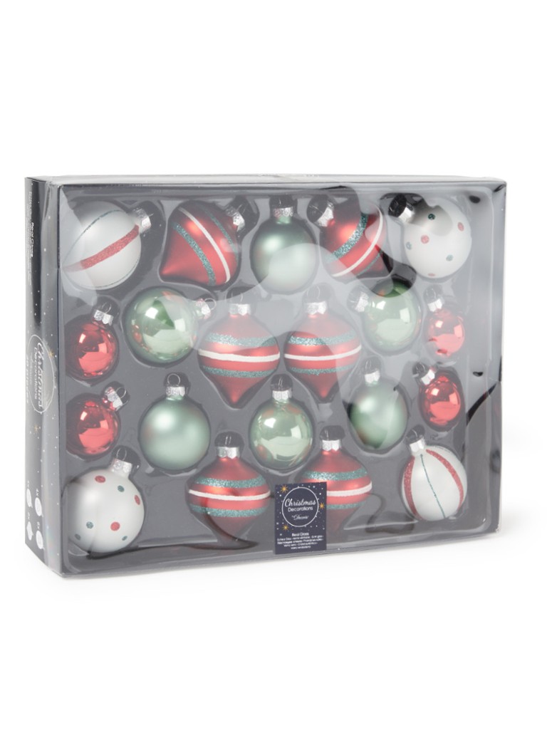 Decoris - Christmas Decorations kerstballen set van 20 - Rood