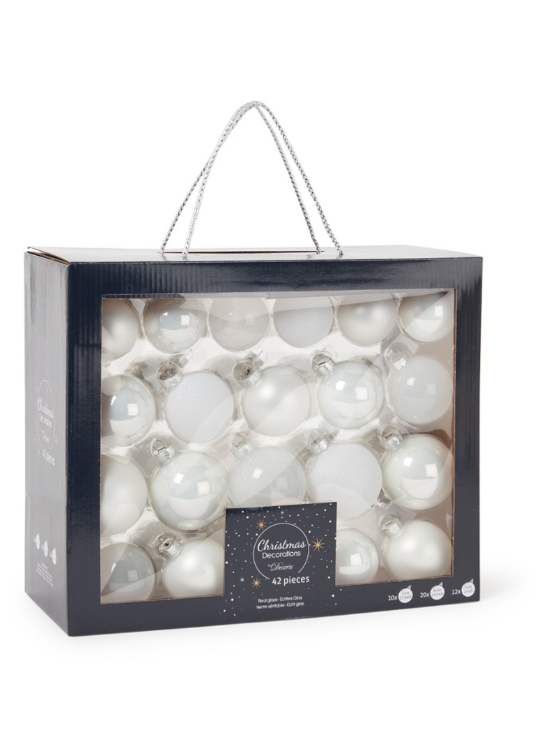 Decoris - Christmas Decorations kerstballen set van 42 - Wit
