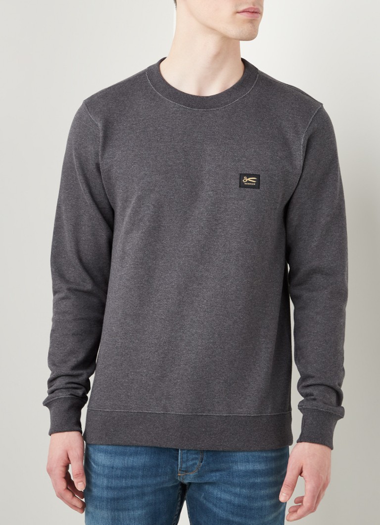 Denham Applique sweater met logo • Middengrijs • de Bijenkorf.be