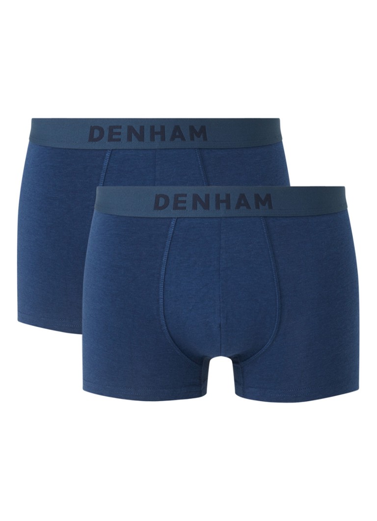 Denham - Boxeur avec logo pack de 2 - Bleu moyen