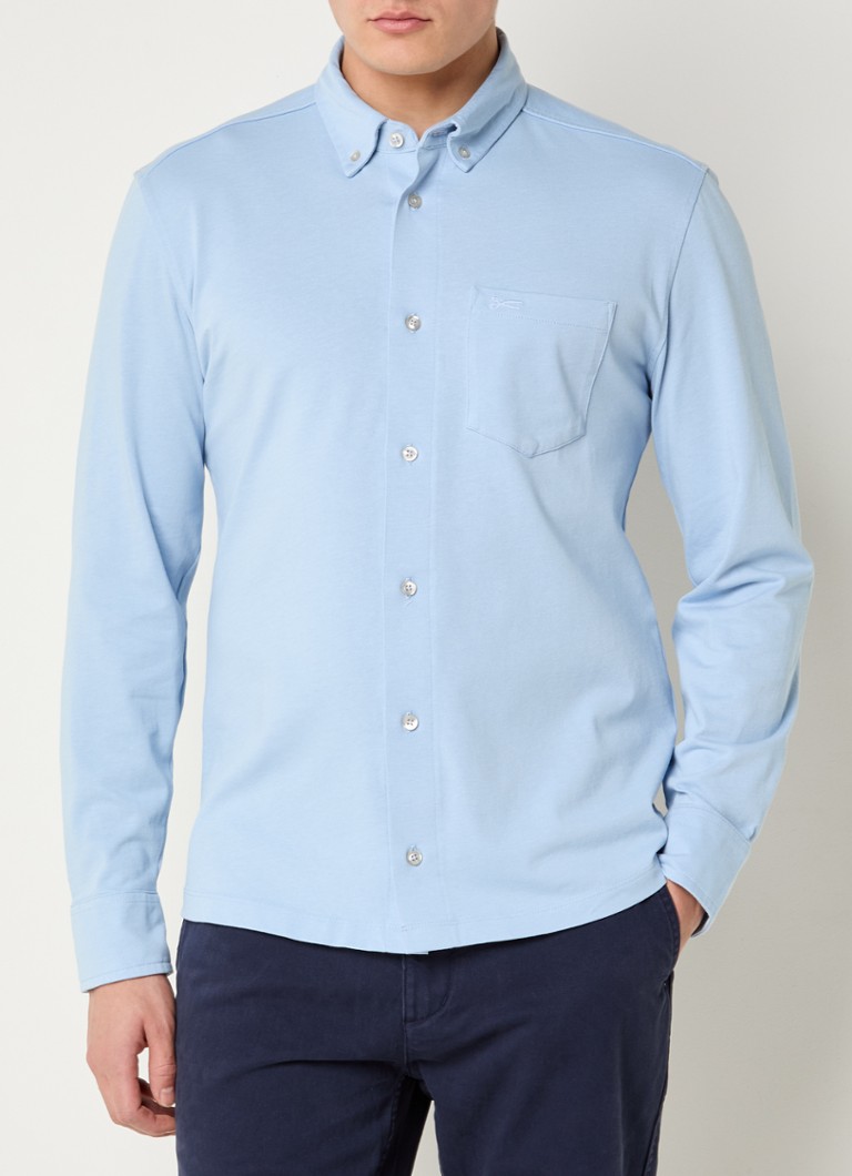 Denham - Bridge regular fit overhemd van jersey - Lichtblauw