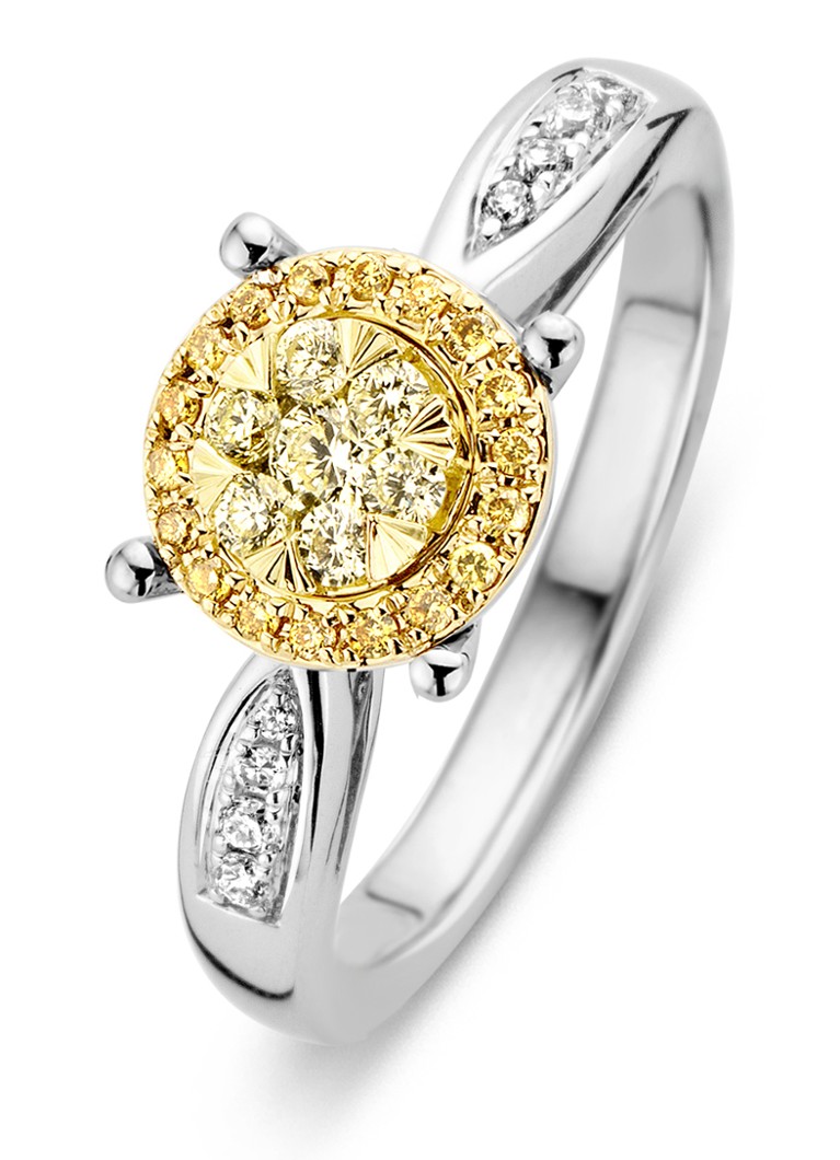 De Bijenkorf Femme Accessoires Bijoux Bagues Bague en or jaune 0,07 ct diamant Joy 