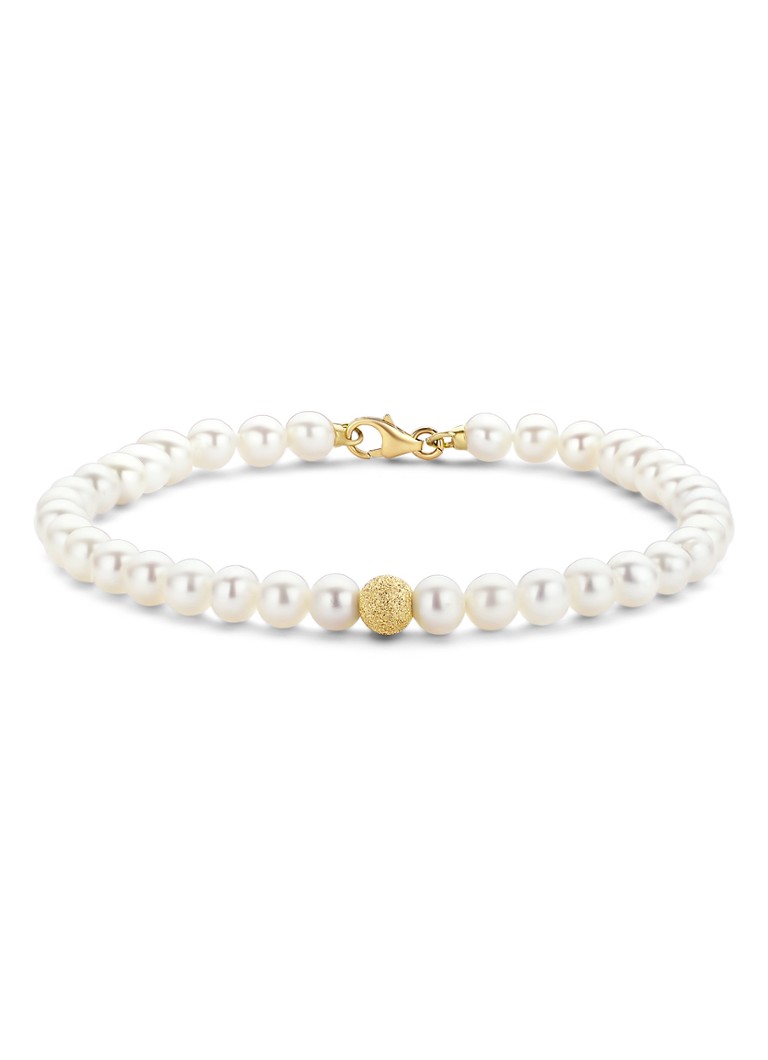 Diamond Point - Bracelet or jaune perle d'eau douce blanche Riviera - Or jaune