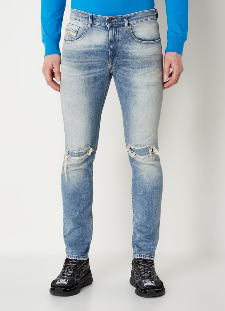 Diesel - 2019 D-Strukt slim fit jeans met ripped details - Indigo
