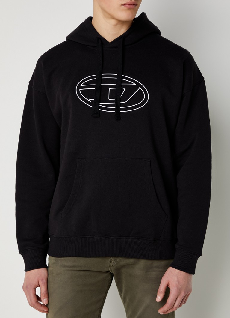 Diesel - Bigoval hoodie met 3D logoprint - Diepzwart