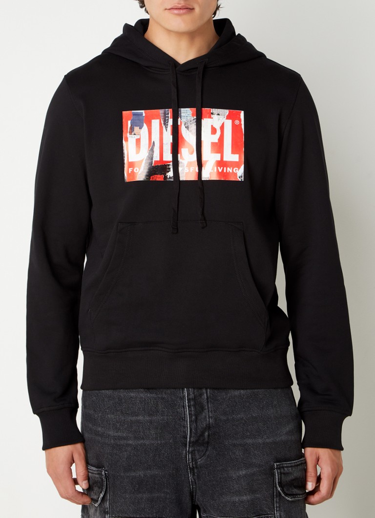Diesel - Ginn hoodie met logoprint - Zwart