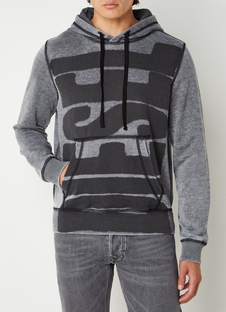 Diesel - Ginn hoodie met logoprint - Grijs