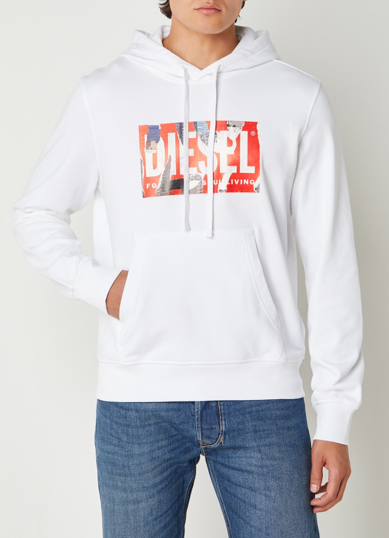 Diesel - Ginn hoodie met logoprint - Wit