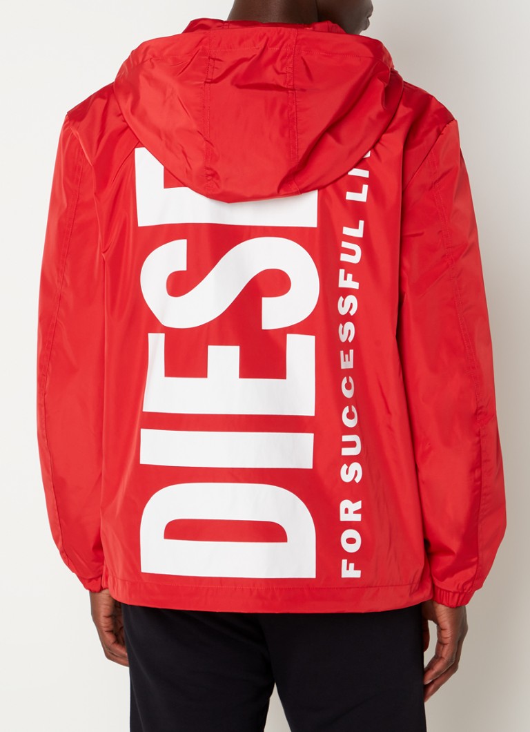 Diesel JWally windjack met logo en backprint • Bordeauxrood