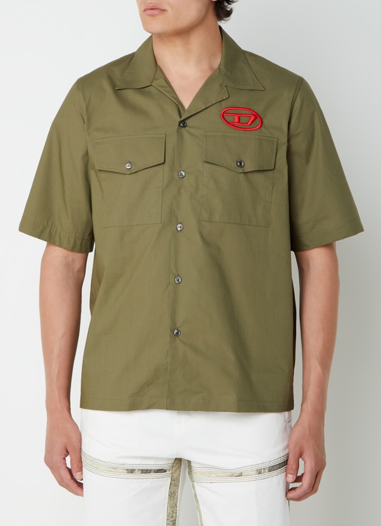 Diesel - Overhemd met borstzakken en logoborduring  - Khaki