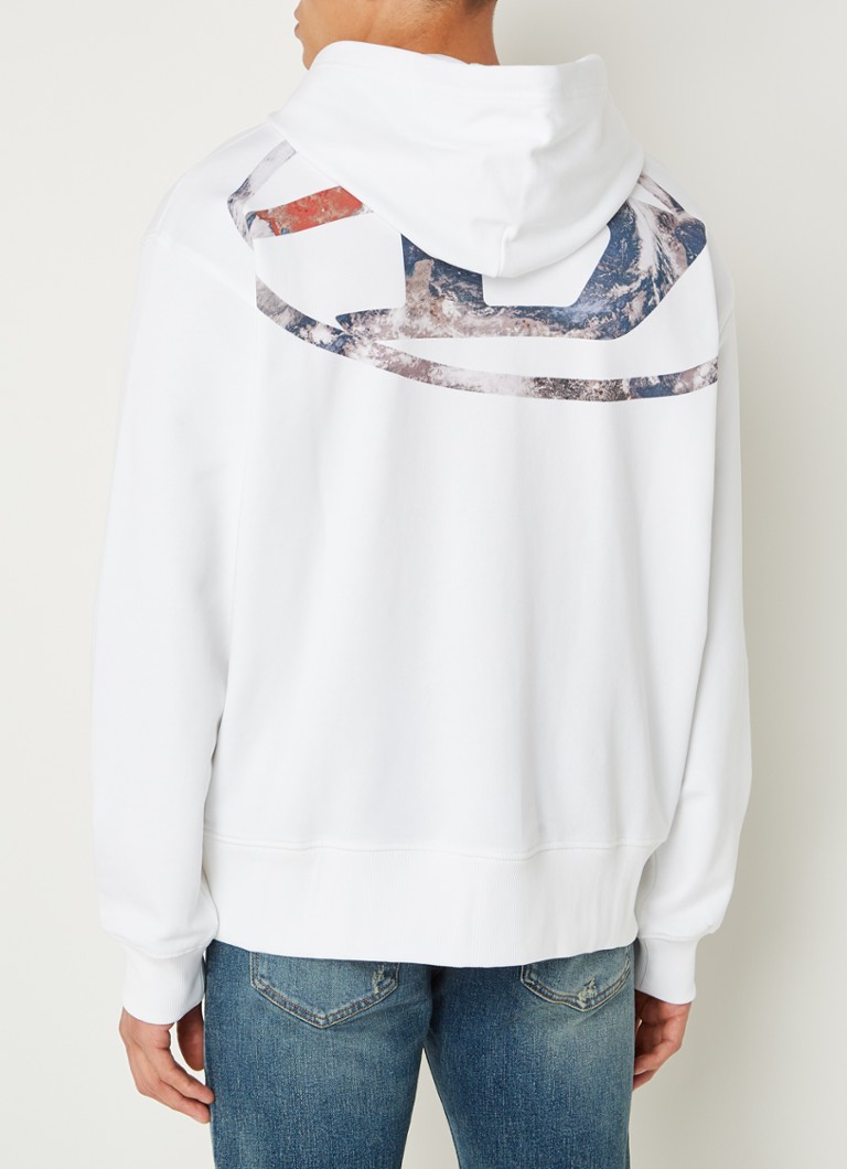 Diesel - S-Macs hoodie met front- en backprint - Wit