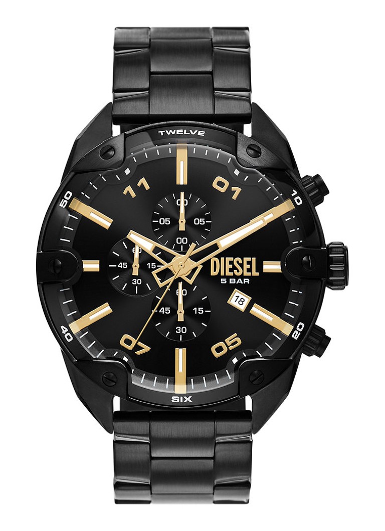 Diesel Spiked horloge DZ4644 • Zwart •