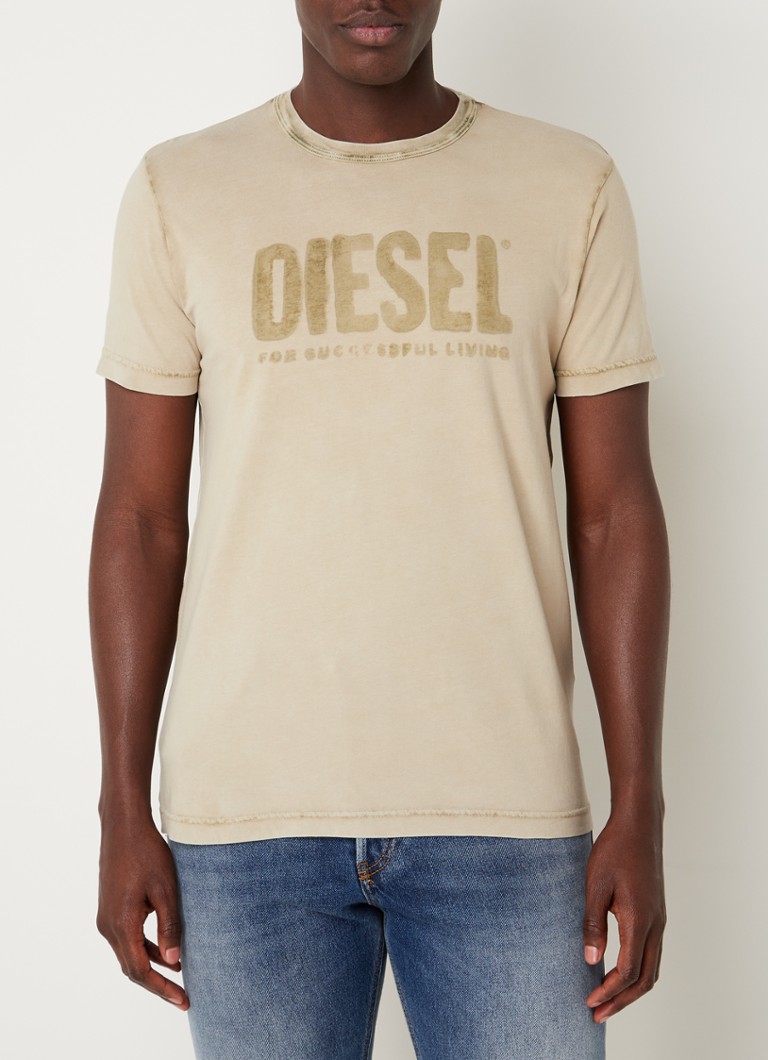 Diesel - T-Diegor-E6 T-shirt met logoprint - Lindegroen