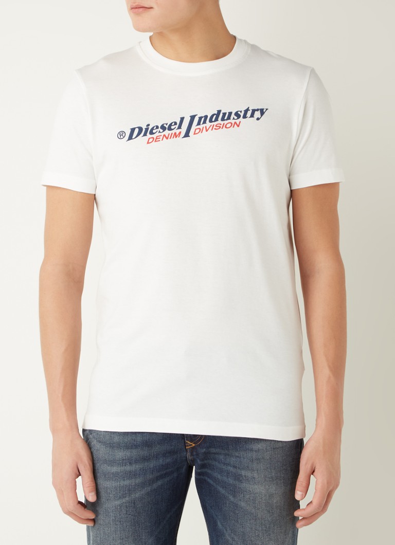 Diesel - T-Diegor-Ind T-shirt met logoprint  - Gebroken wit