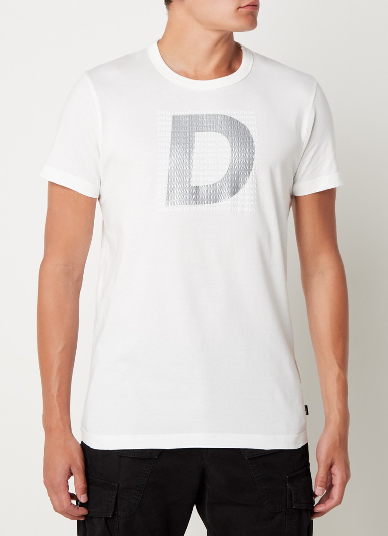 Diesel - T-Diegor T-Shirt met logoprint - Gebroken wit