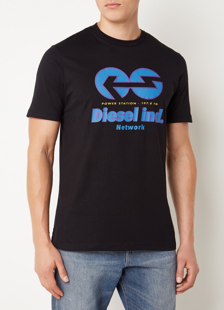 Diesel - T-JUST-E18 T-shirt met logoprint - Zwart