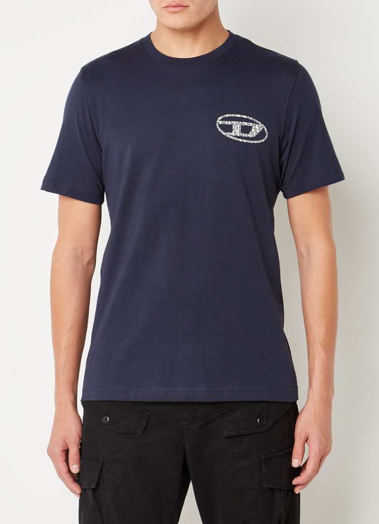Diesel - T-shirt T-Just-D-Mon avec logo et imprimé au dos - Bleu foncé