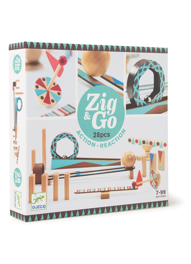 Djeco - Zig & Go houten kettingreactiespel 28-delig - Wit