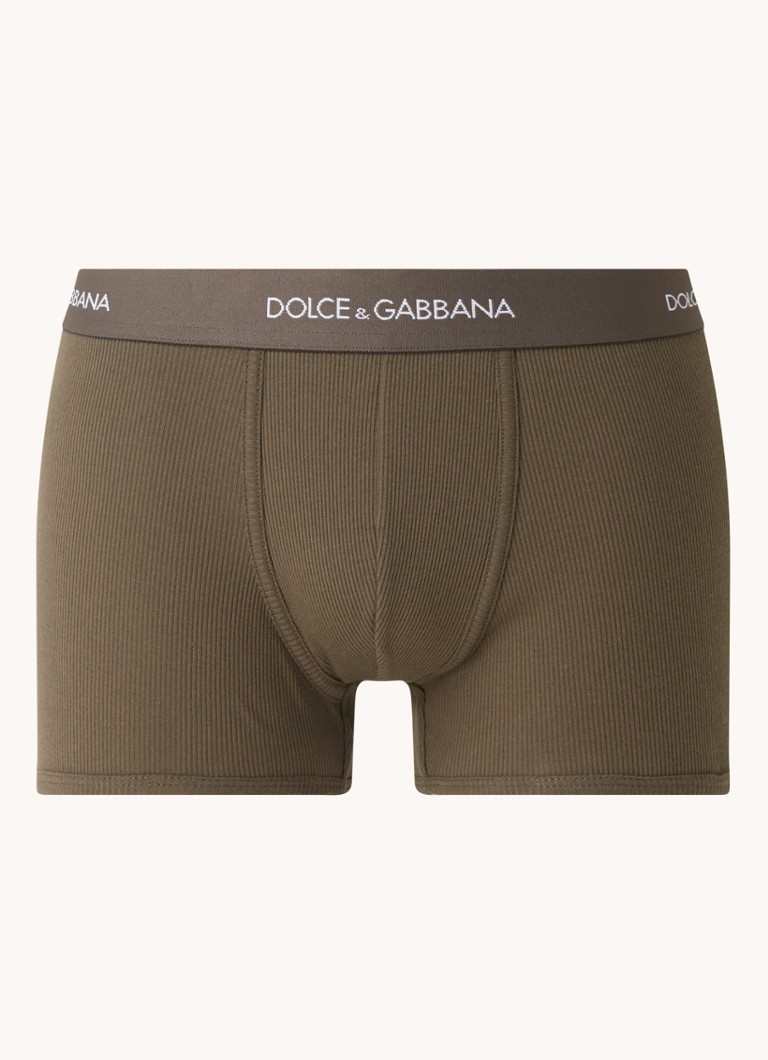 Dolce & Gabbana - Boxershort met logoband en ribstructuur - Bronsgroen