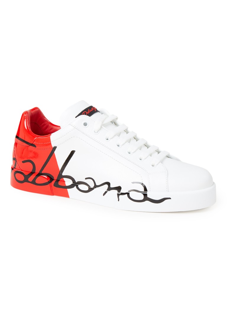ventilator Fluisteren homoseksueel Dolce & Gabbana Portofino sneaker van kalfsleer met logo • Rood •  deBijenkorf.be