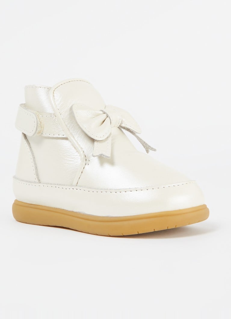 Donsje Amsterdam - Cemilla enkellaarsje van leer met metallic finish - Creme