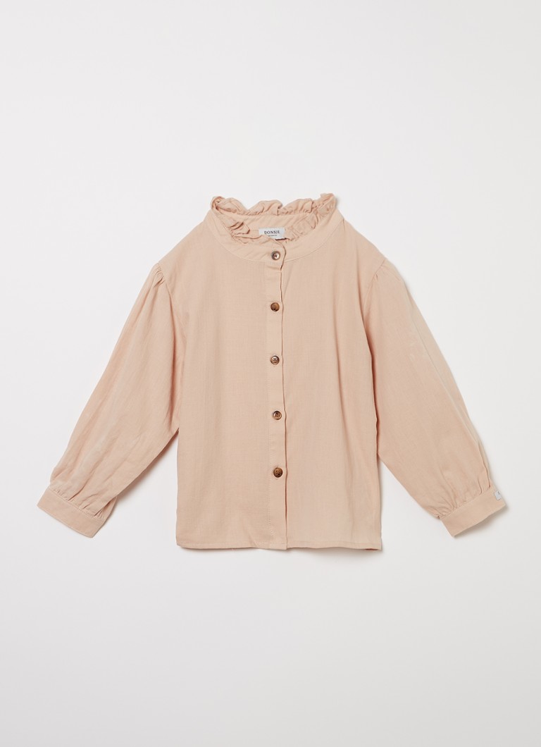 Donsje Amsterdam - Fini blouse van katoen met volantkraag - Donkerbeige