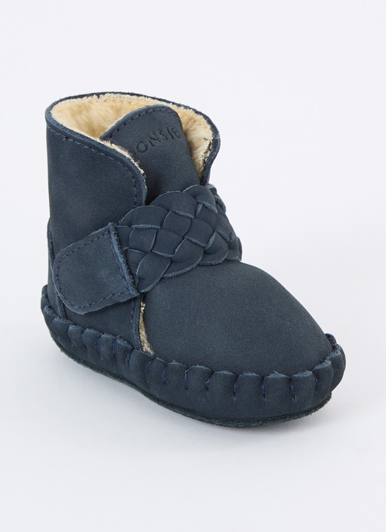 Donsje Amsterdam - Mace babyschoentje van nubuck met gevlochten detail - Donkerblauw