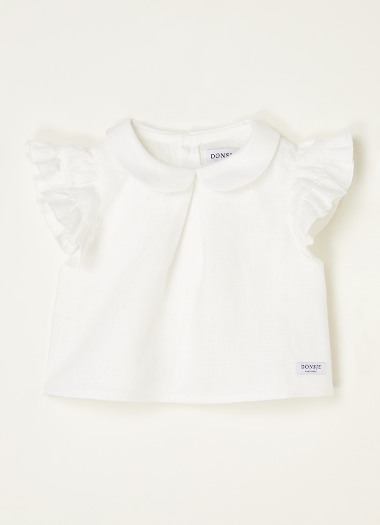 Donsje Amsterdam - Mimi blouse van linnen met ruches - Gebroken wit