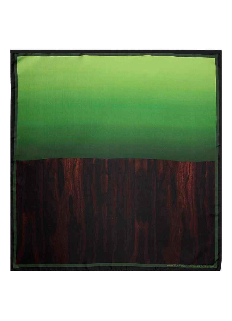 Dries Van Noten - Foulard Cannabis Patchouli - zijden sjaal 75 x 75 cm - Cannabis Patchouli
