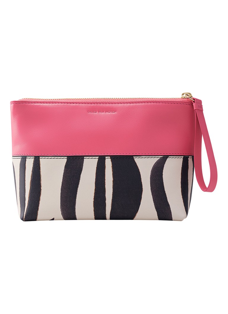 Dries Van Noten - Pochette Pink - make-up tas van kalfsleer - Pink
