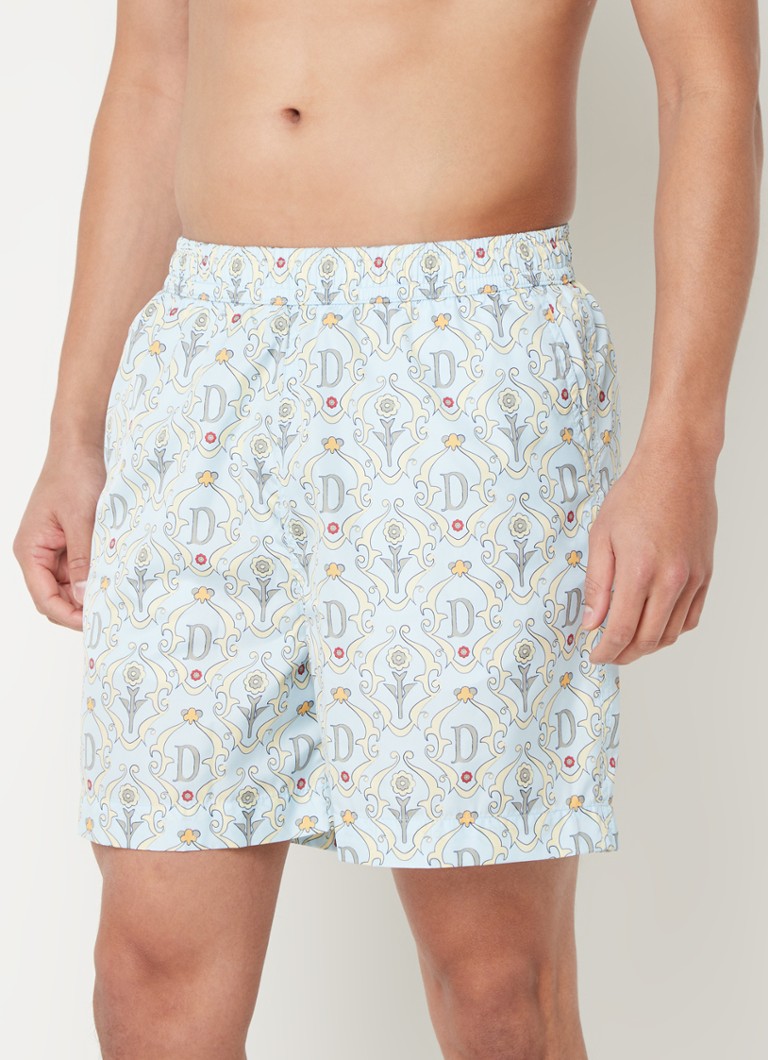 Drôle de Monsieur - Ornements zwemshorts met print en steekzakken - Lichtblauw