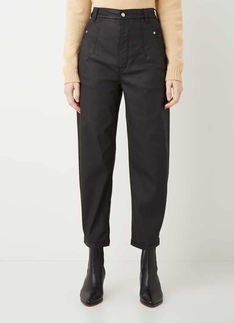 DRYKORN - Mind high waist cropped boyfriend jeans met coating - Zwart