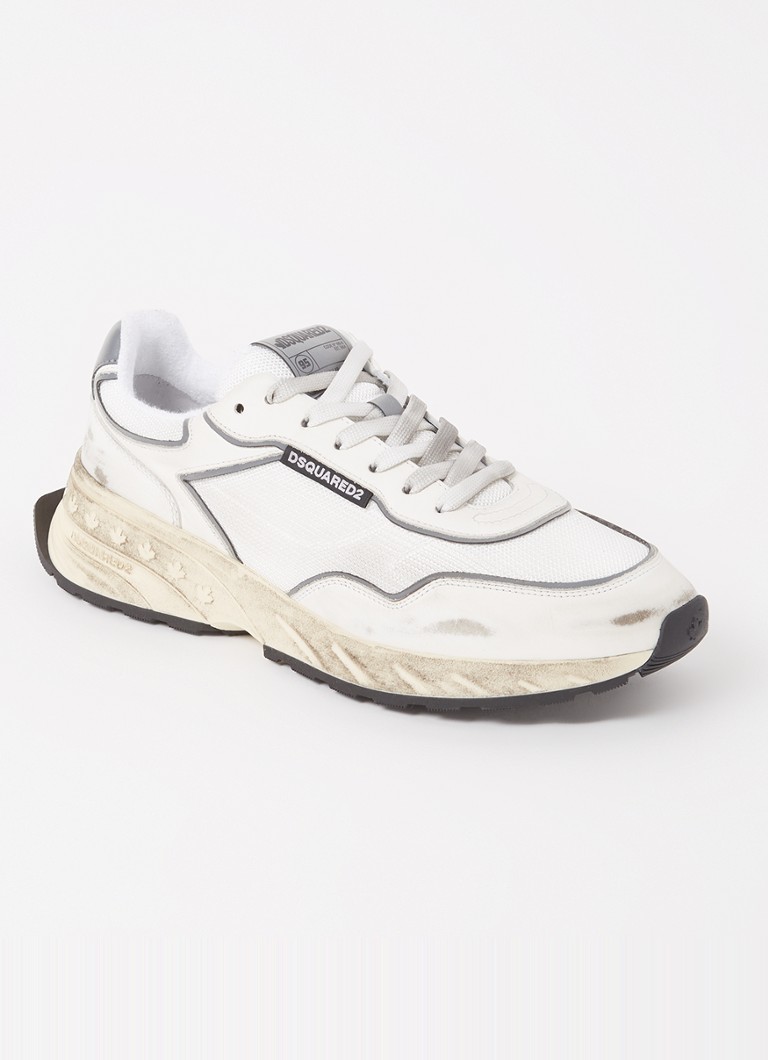 Dsquared2 - Sprinter sneaker van kalfsleer met mesh details - Gebroken wit