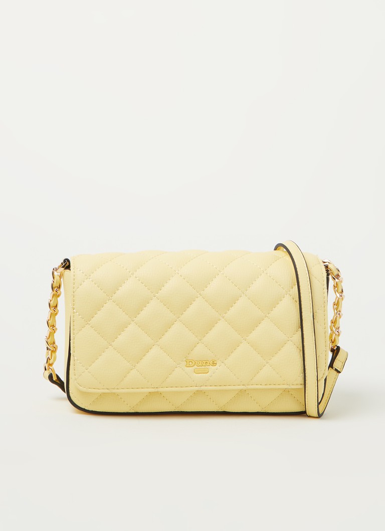Dune London Dupree quilted crossbodytas met logo • Lichtgeel