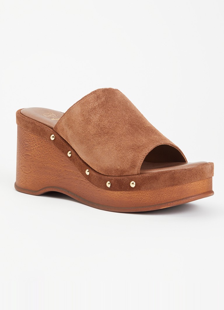 Dune London - Kule muiltje van suède met studs - Bruin