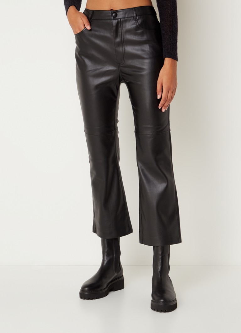 Pantalon coupe large taille haute en simili cuir De Bijenkorf Femme Vêtements Pantalons & Jeans Pantalons Pantalons en cuir 